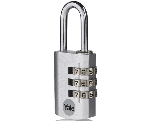 Visiaci zámok s číselnou kombináciou a logom Yale