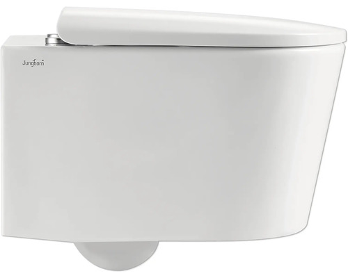 Závesné WC Jungborn s hlbokým splachovaním a vekom, bočný pohľad