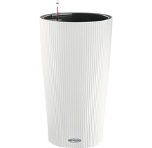 Vysoký biely kvetináč so zavlažovacím systémom