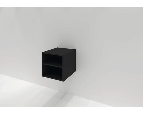 Čierna nástenná polica s dvoma priehradkami