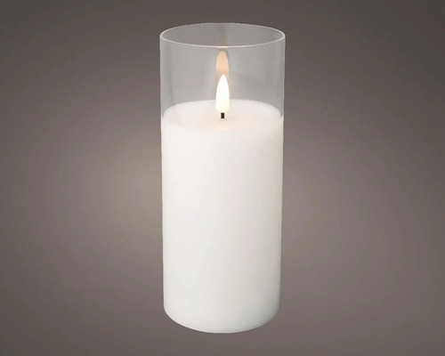 LED sviečka vosková v skle Ø7,5 x 12,5 cm 1 ks biela