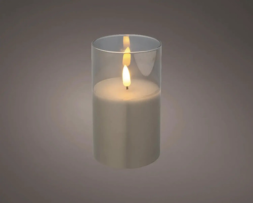 LED sviečka vosková v skle Ø7,5 x 12,5 cm 1 ks dymová sivá