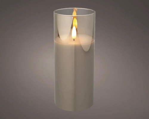 LED sviečka vosková v skle Ø7,5 x 17,5 cm 1 ks dymová sivá