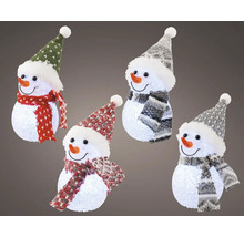 Ozdobní snehuliaci s čiapkami a šálmi ako vianočná dekorácia