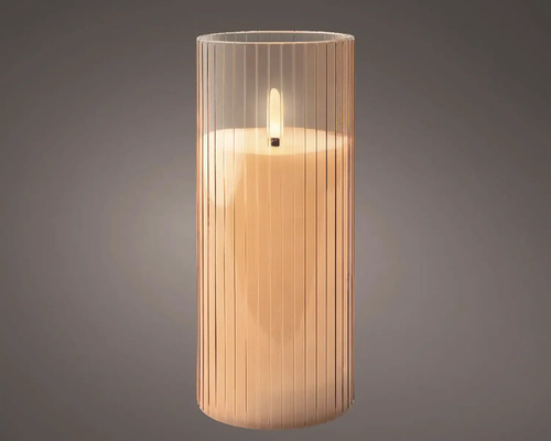 LED sviečka vosková v skle Ø7,5 x 17,5 cm 1 ks ružová