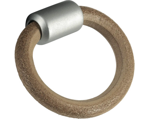 Úchytka Izola, kožená, matný chróm Gymnastický kruh z kože s kovovým prvkom