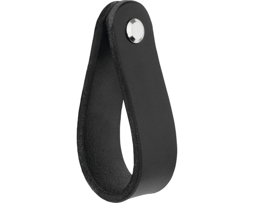 Úchytka Tolga, kožená, čierna Kožená slučková rukoväť so skrutkou