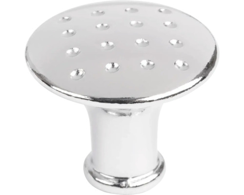Úchytka Colo Ø 25 mm, chrómová Kovový nábytkový gombík s okrúhlym tvarom a malými výstupkami