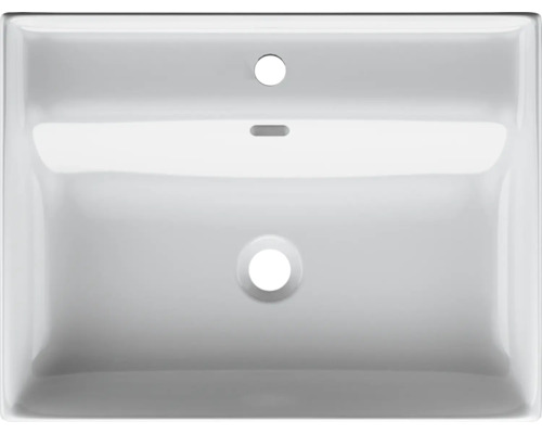 Pohľad zhora na biele keramické umývadlo