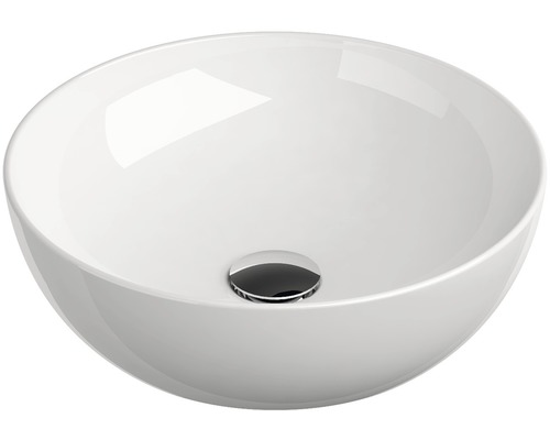 Biele keramické umývadlo na dosku s odtokovým ventilom