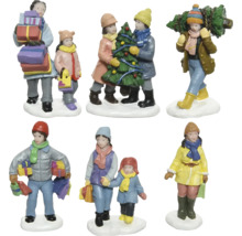 Sada figúrok so zimnými deťmi a vianočnými nákupmi