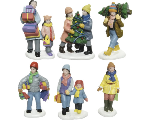 Sada figúrok so zimnými deťmi a vianočnými nákupmi