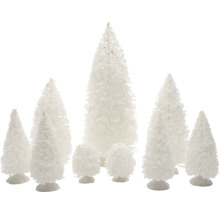 Dekoratívne biele vianočné stromčeky rôznych veľkostí