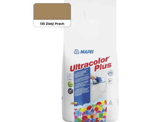 Škárovacia hmota Mapei Ultracolor Plus 135 zlatý prach 2 kg Mapei škárovacia hmota Ultracolor Plus, odtieň 135 Zlatý prach