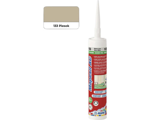 Sanitárny silikón MAPEI Mapesil AC 133 piesok 310 ml Kartuša so silikónovým tmelom, odtieň 133 Piesok