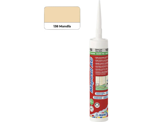 Sanitárny silikón MAPEI Mapesil AC 138 mandľa 310 ml Mapei Mapesil AC sanitárny silikón, odtieň 138 Mandľa