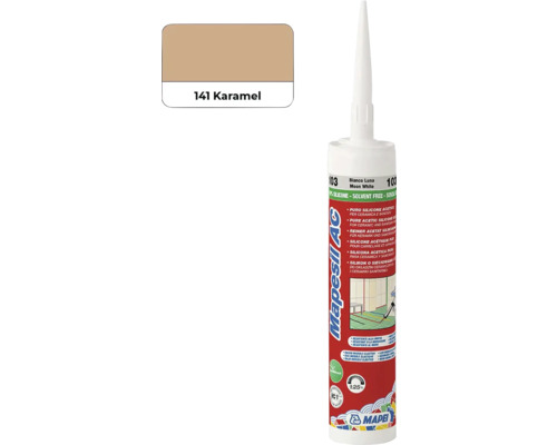 Sanitárny silikón MAPEI Mapesil AC 141 karamel 310 ml Silikón Mapesil AC v karamelovej farbe s farebným poľom