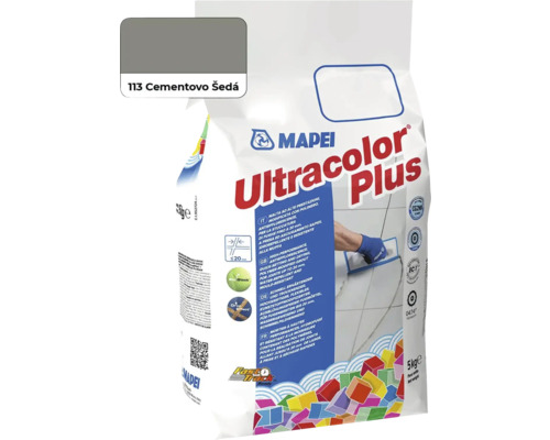 Škárovacia hmota Mapei Ultracolor Plus 113 cementovo šedá 5 kg Mapei Ultracolor Plus cementová škárovacia hmota cementovo sivá 5 kilogramov
