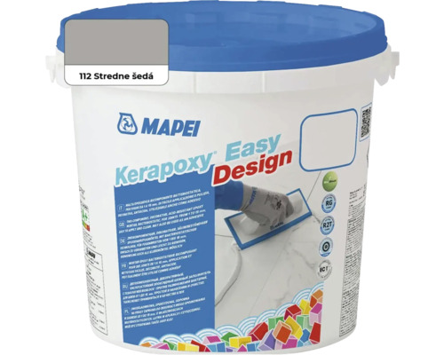 Škárovacia hmota Mapei Kerapoxy Easy Design 112 stredne šedá 3 kg Vedro s epoxidovou maltou Kerapoxy Easy Design od spoločnosti Mapei, odtieň 112 stredne sivá