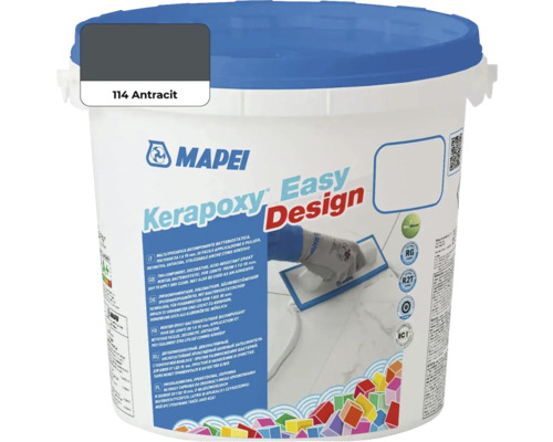 Škárovacia hmota Mapei Kerapoxy Easy Design 114 antracit 3 kg Vedro Kerapoxy Easy Design od Mapei, farba antracit 114