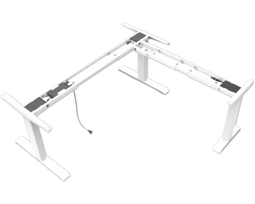 Biely, výškovo nastaviteľný rám rohového stola