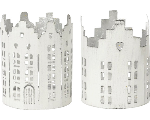 Svietnik kovový Svietnik na čajovú sviečku, motív domov