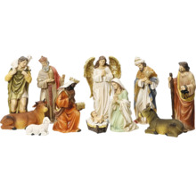 Sada figúrok betlehemov s Ježiškom, Máriou, Jozefom, Tromi kráľmi, pastierom, anjelom a zvieratami