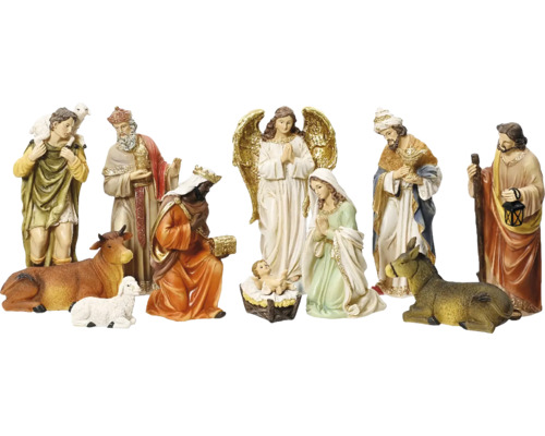 Sada figúrok betlehemov s Ježiškom, Máriou, Jozefom, Tromi kráľmi, pastierom, anjelom a zvieratami