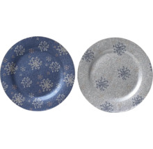 Dva dekoratívne taniere so vzorom snehových vločiek