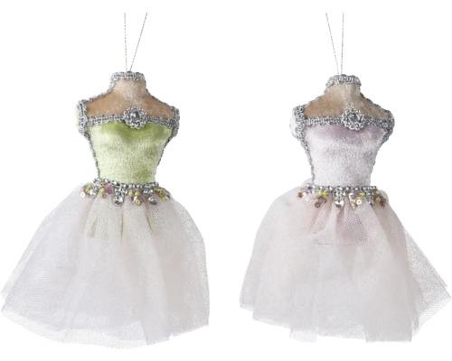 Závesná ozdoba plastová, rôzne farby Dve baletky vianočné ozdoby na stromček s tylovými sukňami