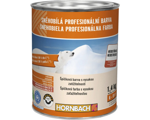 Farba na stenu Hornbach Snehobiela profesionálna bez konzervantov 1,4 kg Vedro s farbou Snehobiela profesionálna farba