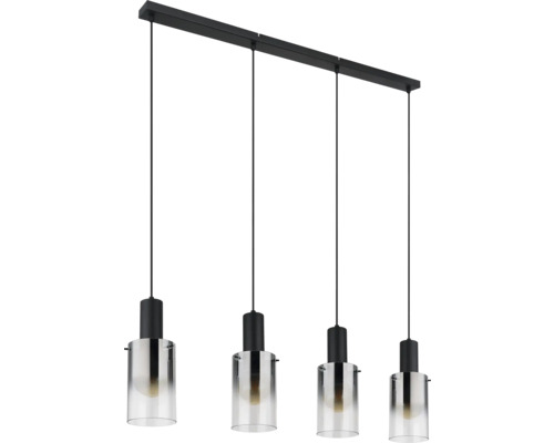 Závesná lampa so štyrmi žiarovkami a sklenenými tienidlami