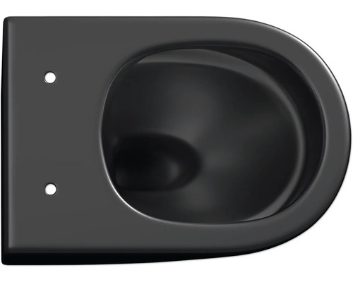 Čierna keramická závesná toaleta s hlbokým splachovaním zhora