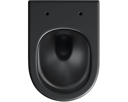 Čierna keramická závesná toaleta, pohľad zhora