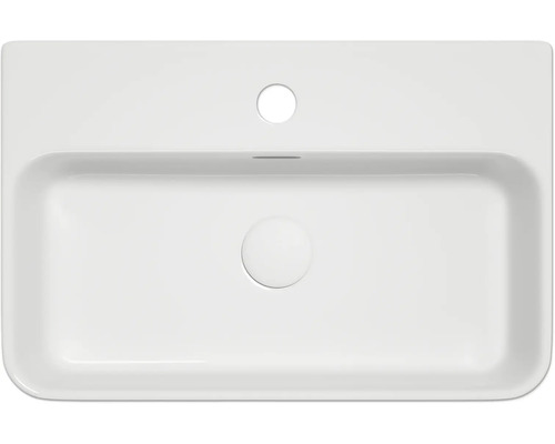 Pohľad zhora na obdĺžnikové keramické umývadlo