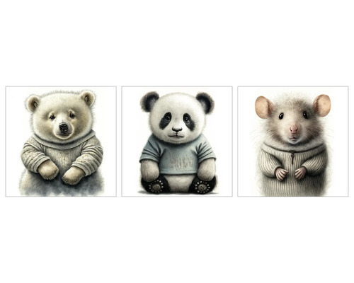 Obraz na plátne cute baby animals set 3ks