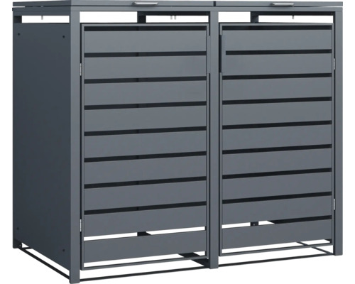 Box na smetné nádoby pre dve smetné nádoby s vodorovnými lamelami