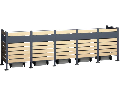 Box na smetné nádoby s dreveným obkladom a kolieskami