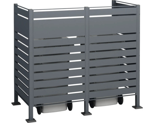 Box na smetné nádoby pre dve smetné nádoby s vodorovnými lamelami