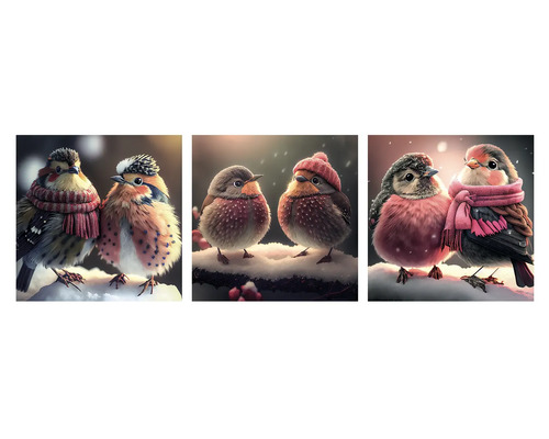 Obraz na plátne Birds 3x 25x25 cm