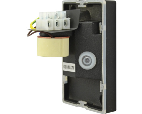 Pohľad zozadu na objímku GU10 s maximálnym výkonom 7 W