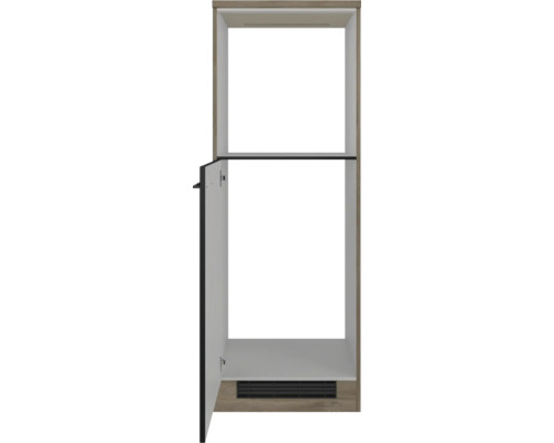 Kuchynská spodná skrinka s otvorenými dvierkami na ukladanie kuchynských potrieb