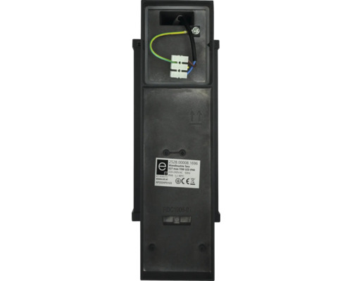 Zadná strana čierneho nástenného svietidla s viditeľným zapojením