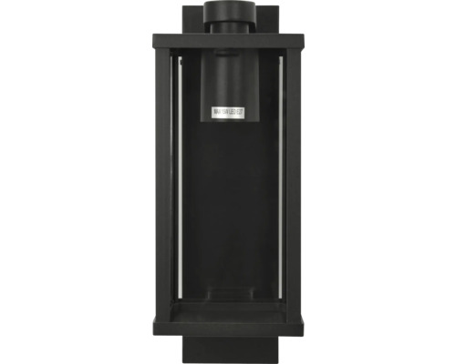 Čierne vonkajšie nástenné svietidlo s LED päticou E27 a maximálnym výkonom 15 W