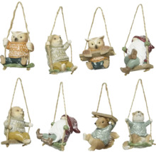 Osem zvieracích figúrok na hojdačkách ako ozdoby na vianočný stromček