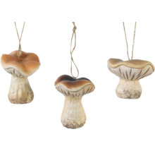 Dekoratívne keramické prívesky v tvare húb so šnúrkou na zavesenie