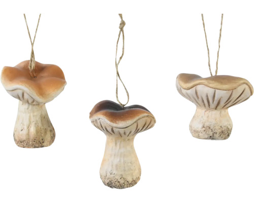 Huba terakota, rôzne druhy Dekoratívne keramické prívesky v tvare húb so šnúrkou na zavesenie