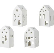 Dekoratívne keramické domy s hviezdami a oknami, sada štyroch kusov