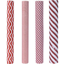 Štyri rolky baliaceho papiera s rôznymi vzormi