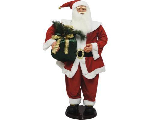 Santa polyester smalt s pohybom a hudbou (5 piesní) 50 x 64 x 150 cm Figúrka Santa Clausa s vrecom na podstavci